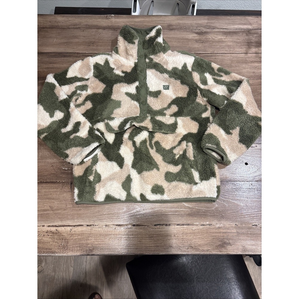Billabong Adventure Division Switchback Pullover Womens M Green Camo Fleece